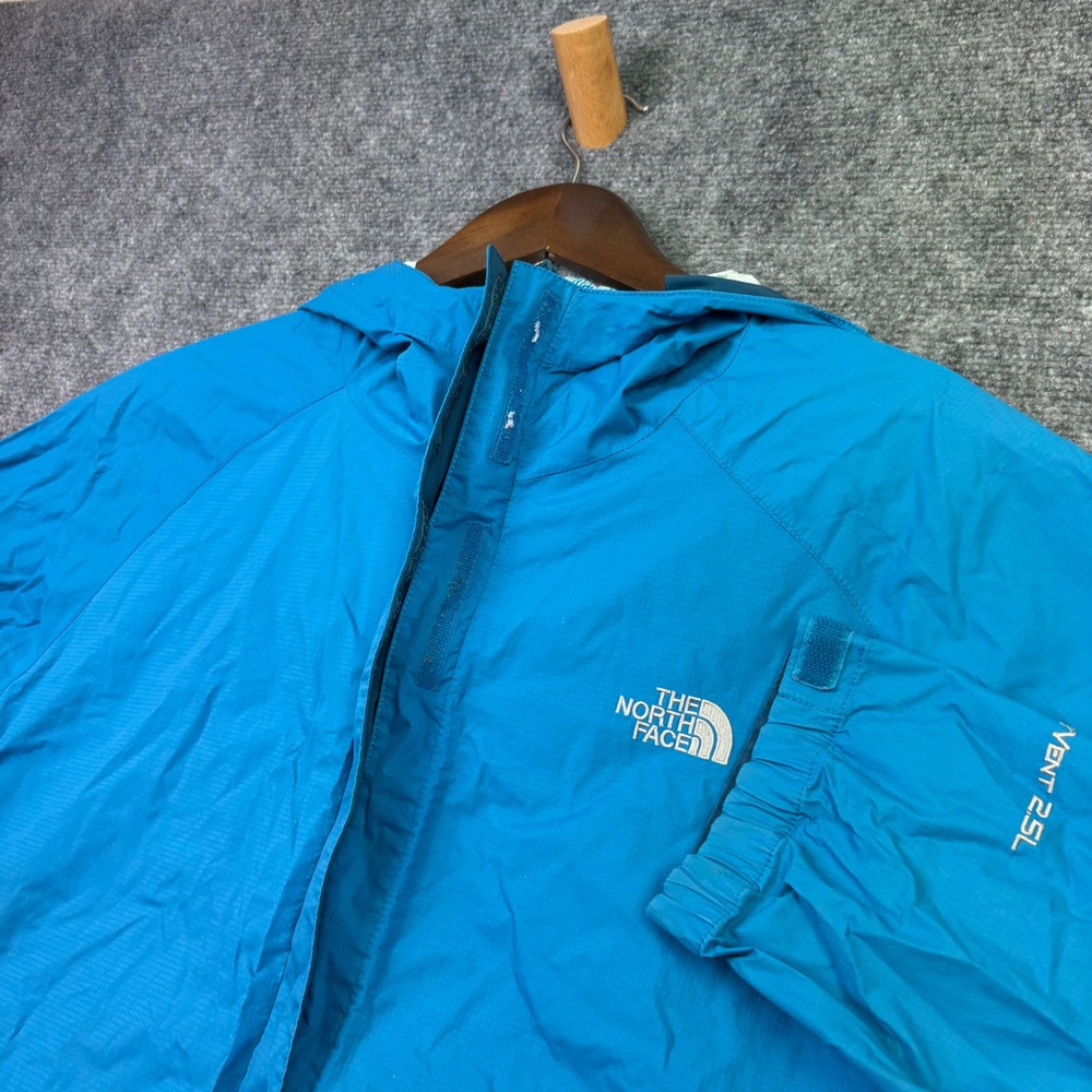 The North Face Rain Jacket Womens XL Blue HyVent 2.5L Hooded Windbreaker Hiking